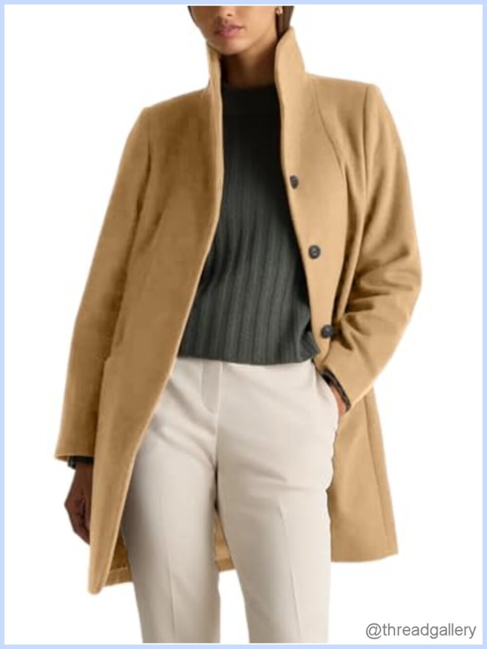Wool Peacoat Womens Mid Length Trench Coat Blazer Jacket